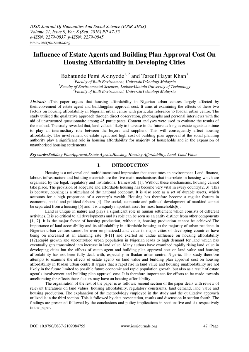  PDF Influence of Estate Agents and Building  Plan  