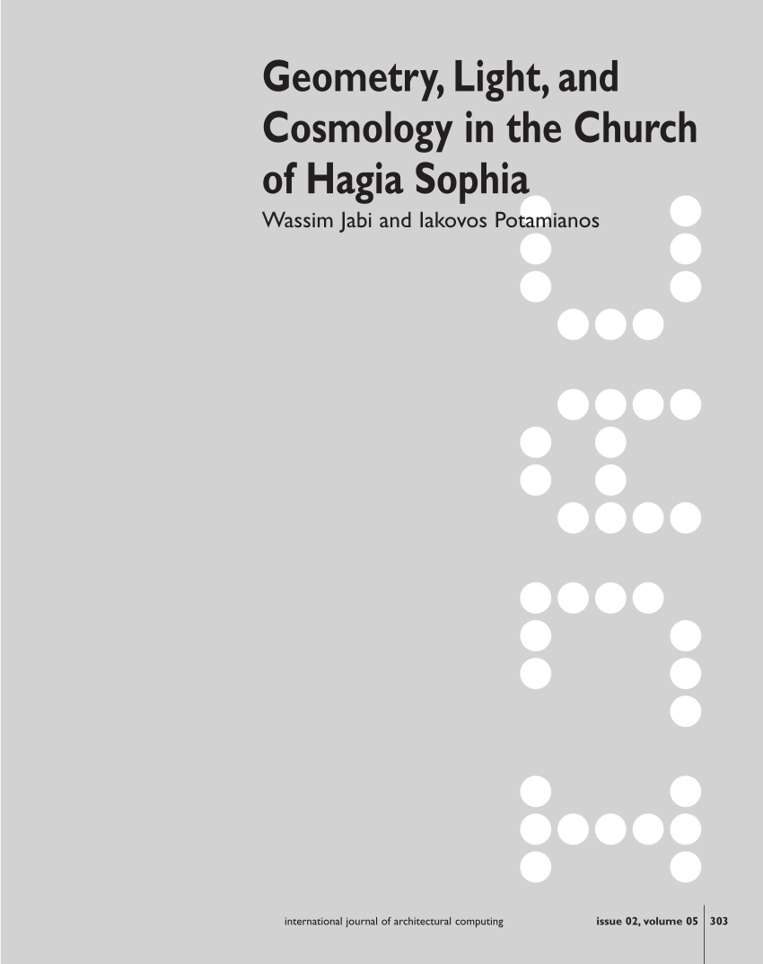 Pdf Geometry Light And Cosmology In The Church Of Hagia Sophia