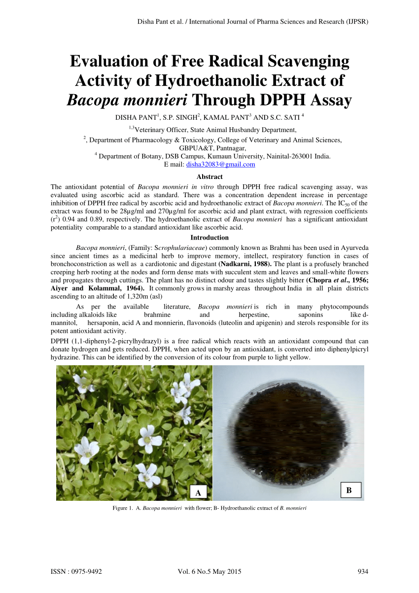 anthelmintic activity of bacopa monnieri