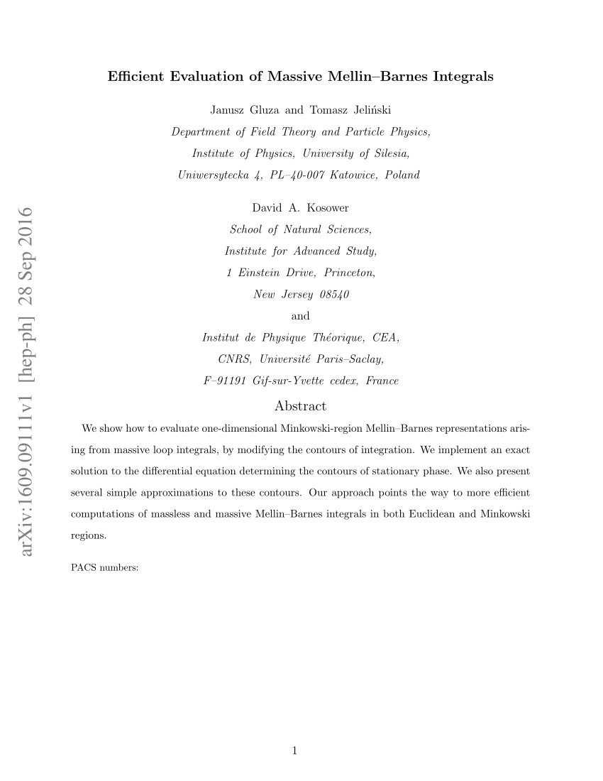 Pdf Efficient Evaluation Of Massive Mellin Barnes Integrals