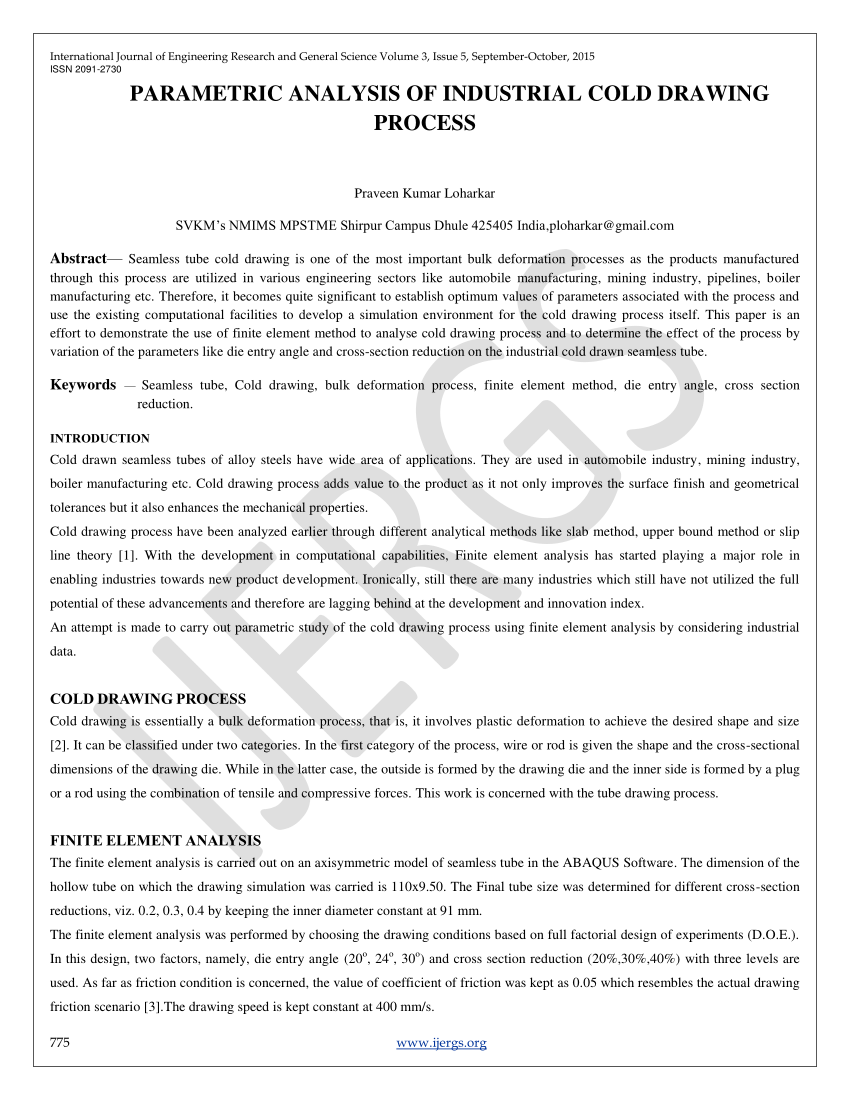 (PDF) PARAMETRIC ANALYSIS OF INDUSTRIAL COLD DRAWING PROCESS