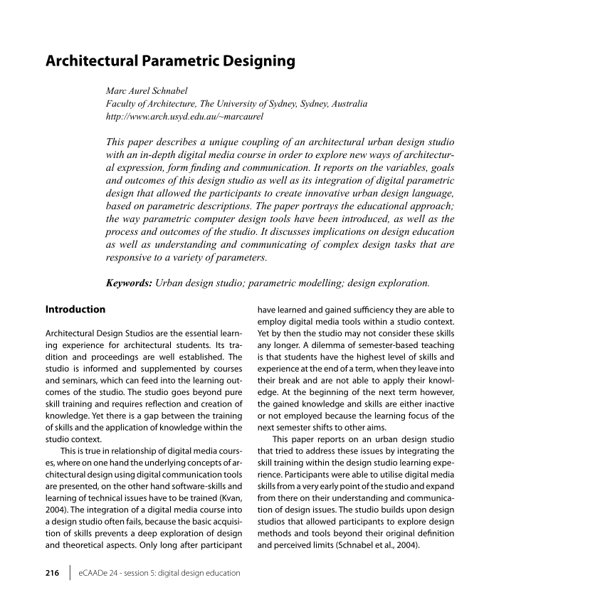 dissertation topics on parametric architecture