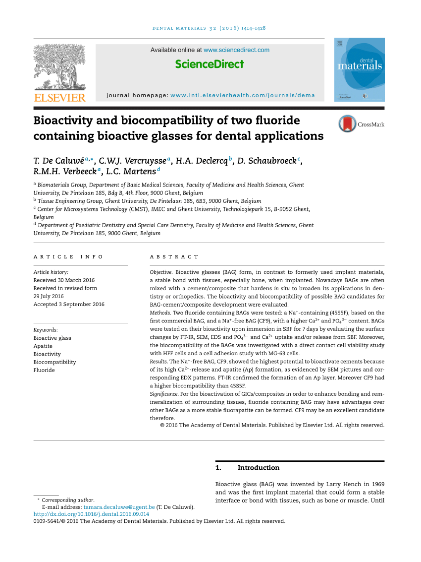 PDF) Biocompatibility of new bioactive resin composite versus