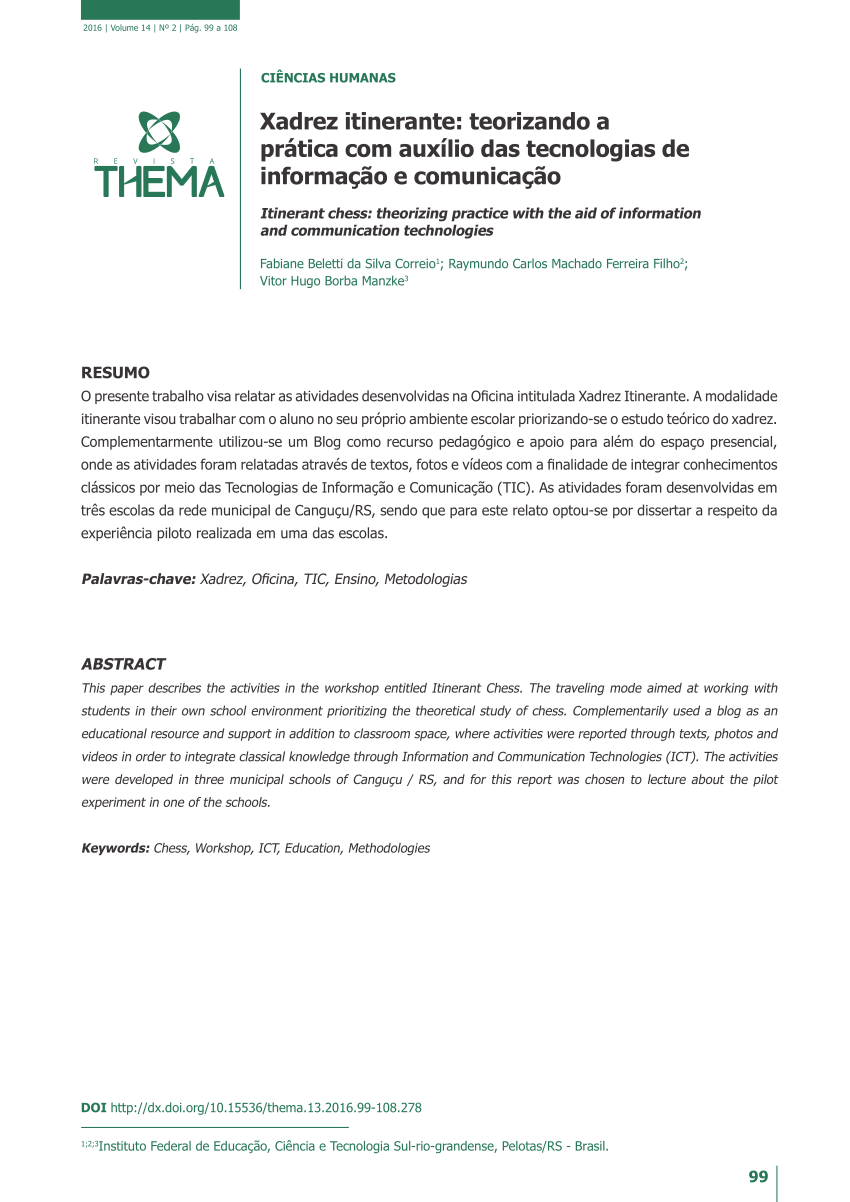 PDF) Definição Formal de Táticas de Xadrez por Meio da Autoria Incremental  de Conceitos Heurísticos