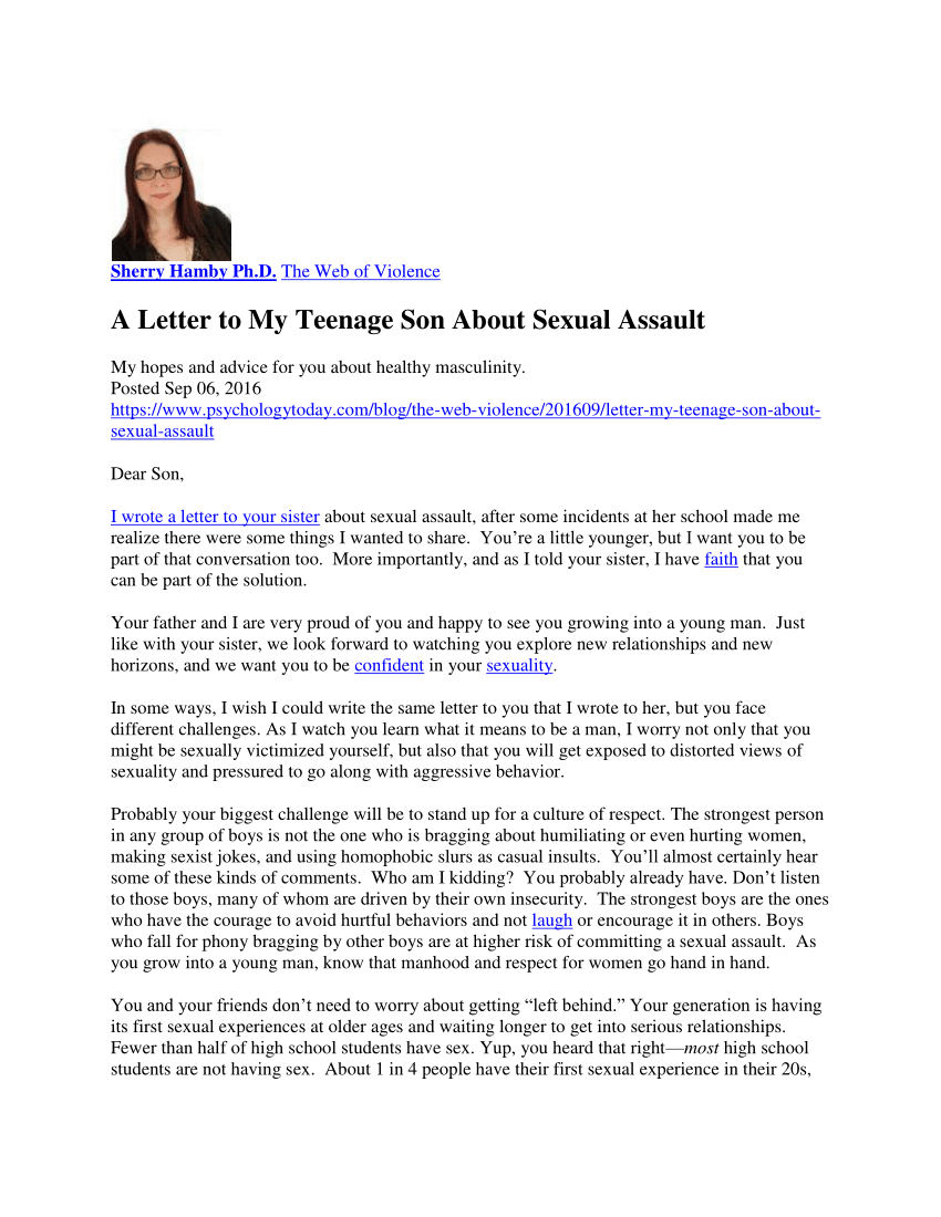 PDF) A Letter to My Teenage Son About Sexual Assault