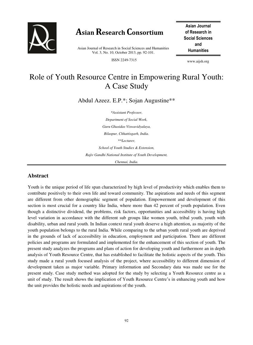 research paper on rural youth