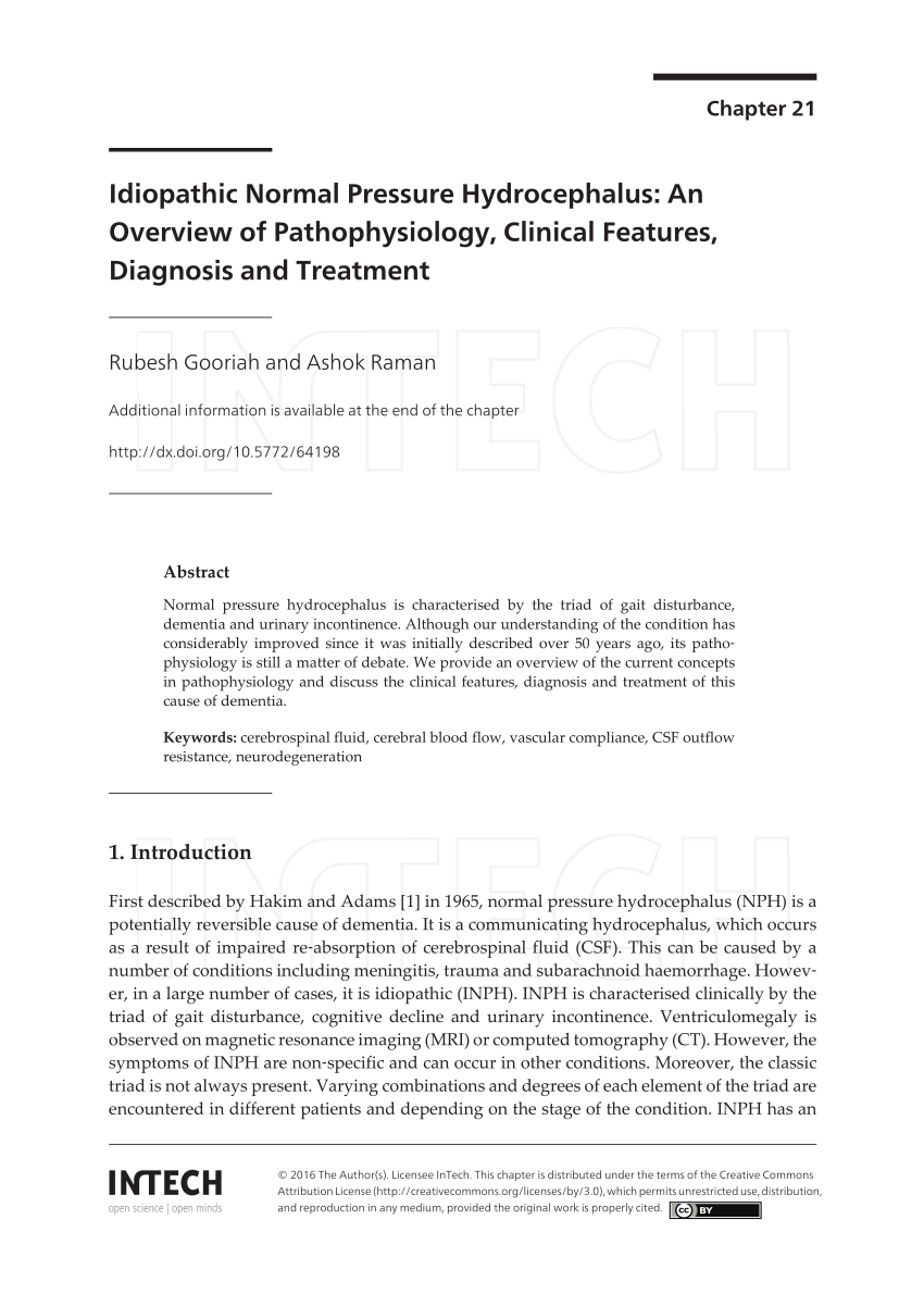 Pdf Idiopathic Normal Pressure Hydrocephalus An Overview Of Pathophysiology Clinical 3278