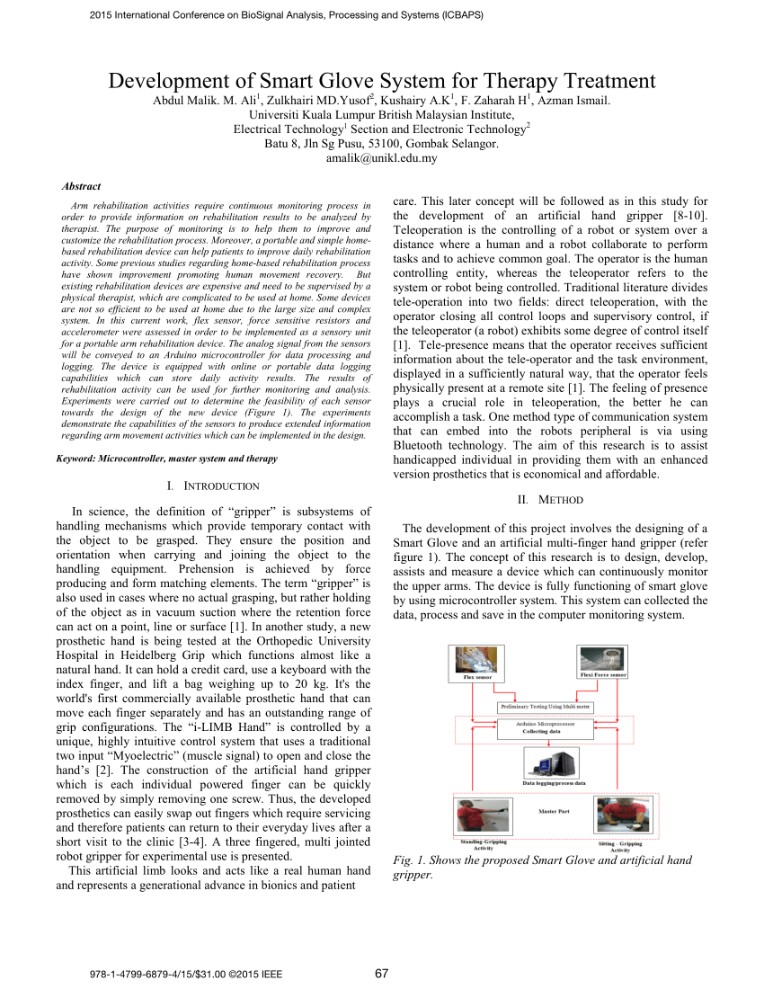 PDF) Development of Smart Glove system for therapy treatment
