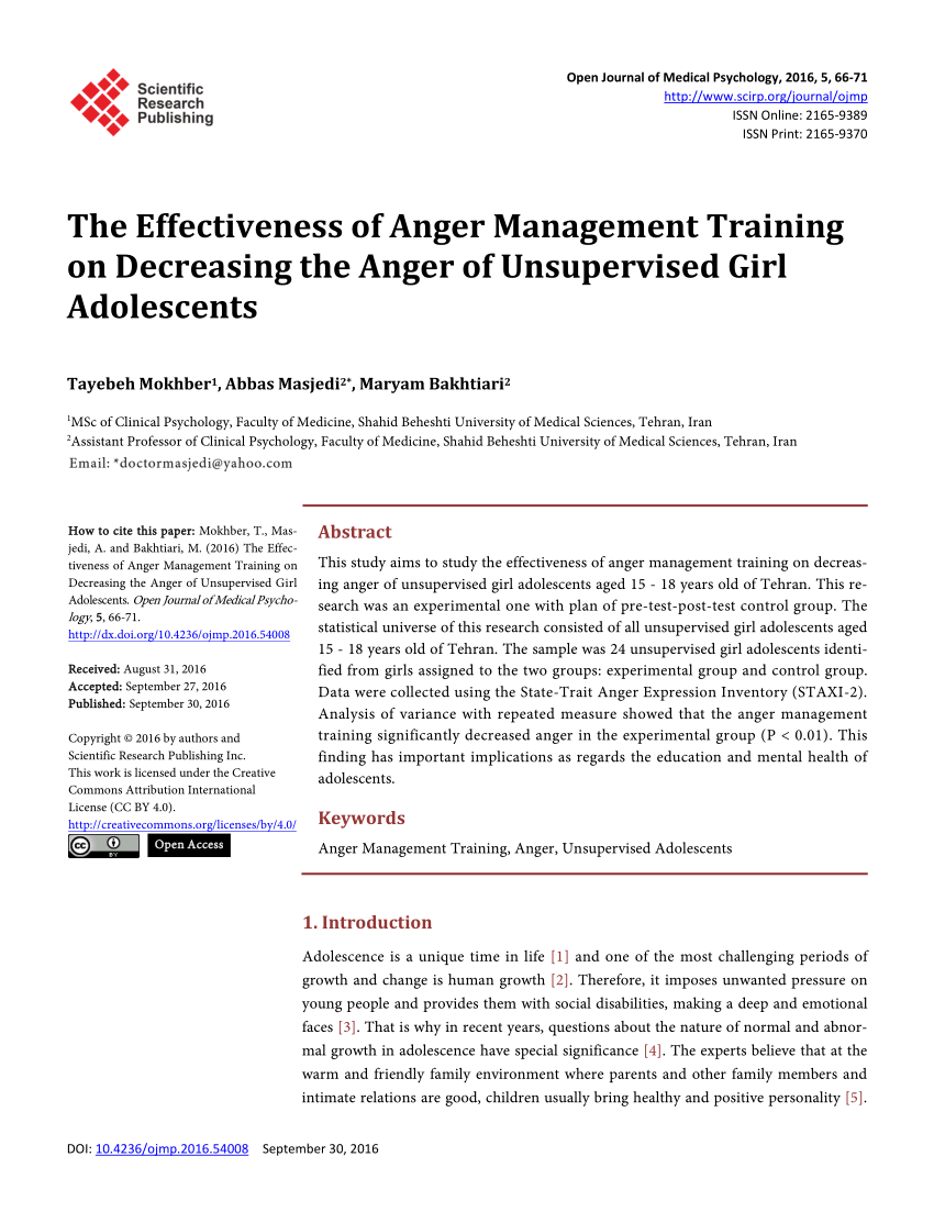 Anger management research papers