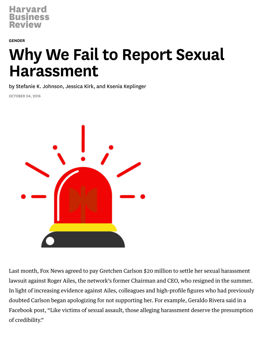 Pdf Why We Fail To Report Sexual Harassment