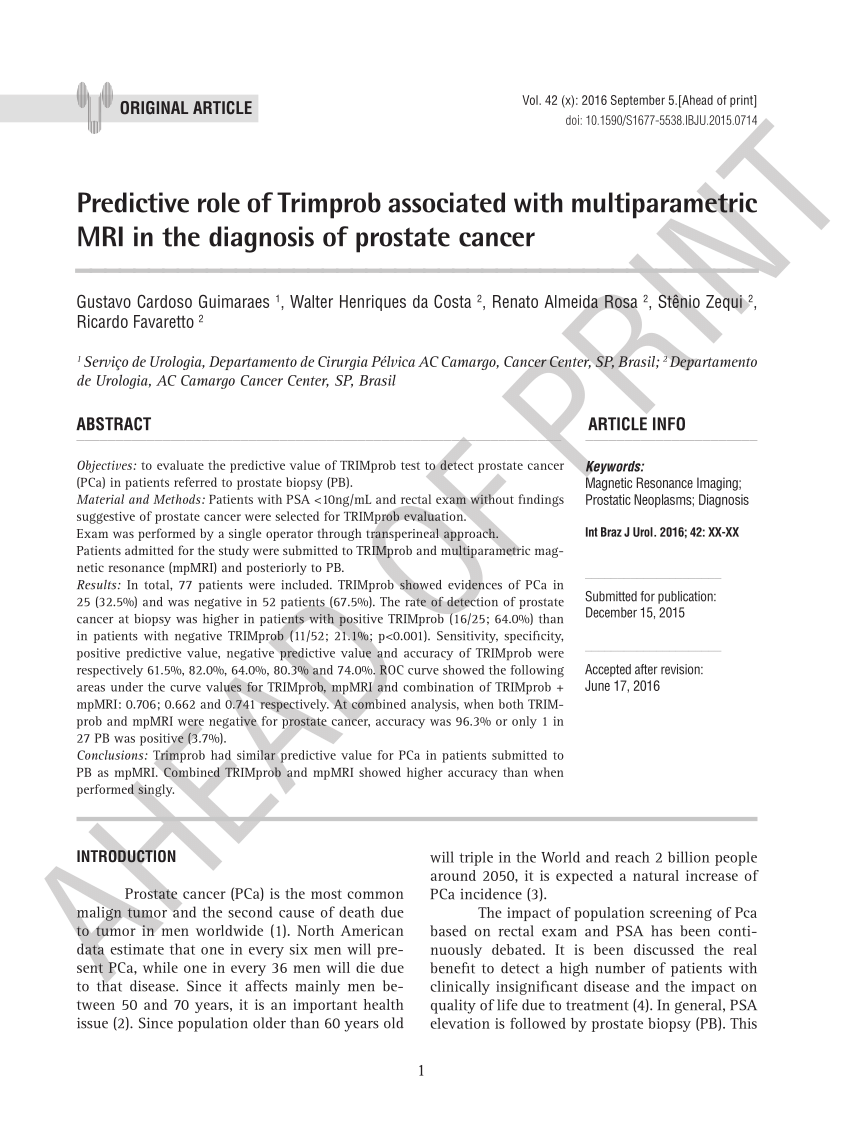 Pdf Predictive Role Of Trimprob Associated With Multiparametric Mri In The Diagnosis Of 4229