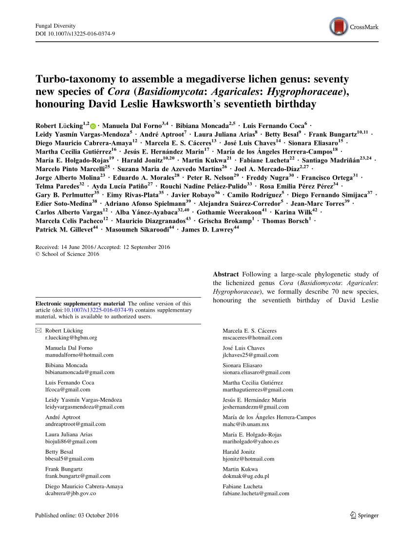 PDF) Turbo-taxonomy to assemble a megadiverse lichen genus ...