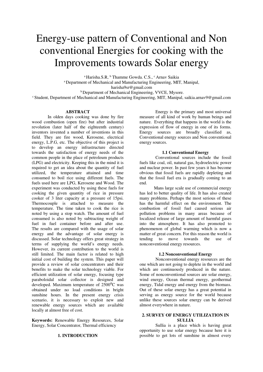 uses of non conventional sources of energy