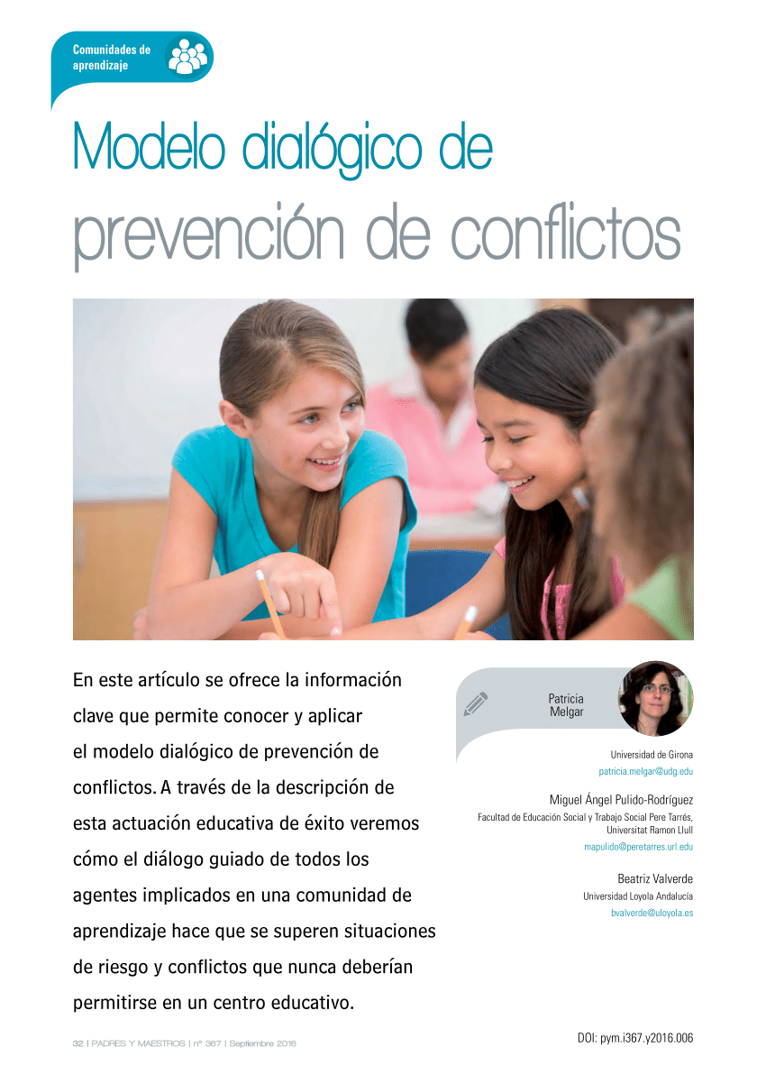 PDF) Modelo dialógico de prevención de conflictos