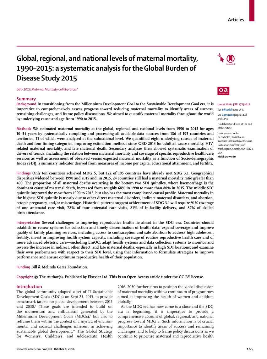 Global, regional, and national levels of maternal mortality, 1990