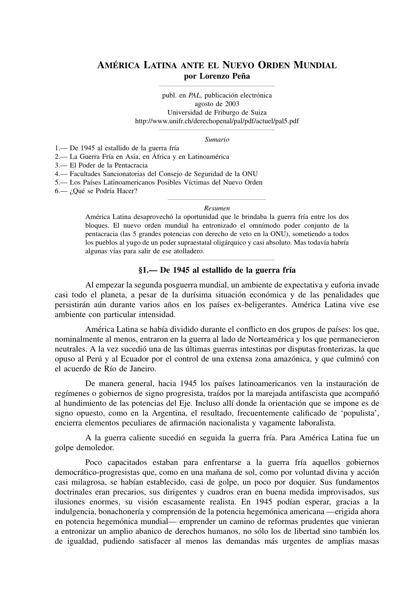 PDF) AMÉRICA LATINA ANTE EL NUEVO ORDEN MUNDIAL