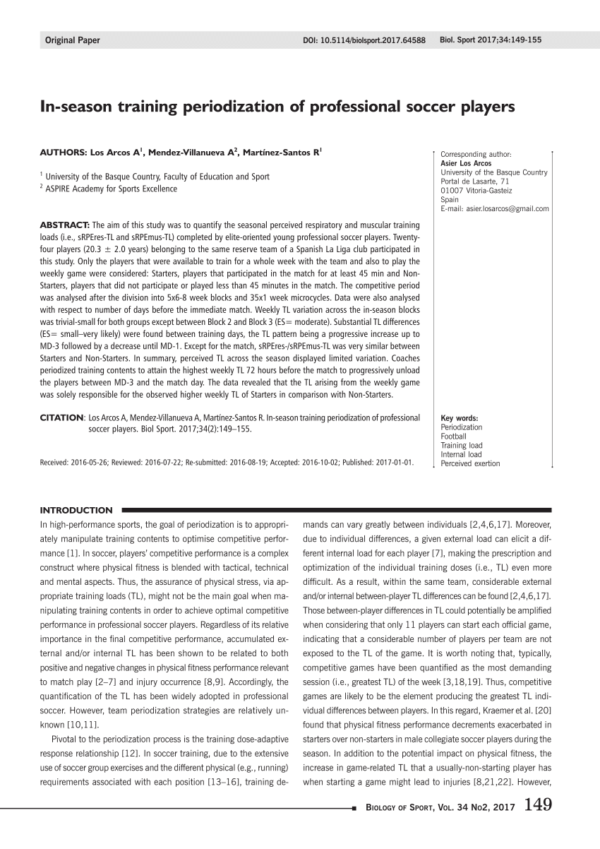 Planning the in-season Microcycle in Soccer Part 6: In-season