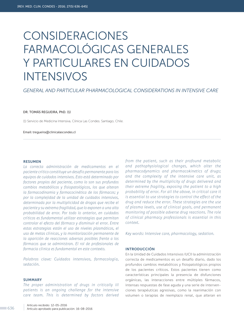 PDF) CONSIDERACIONES FARMACOLGICAS GENERALES Y PARTICULARES EN ...