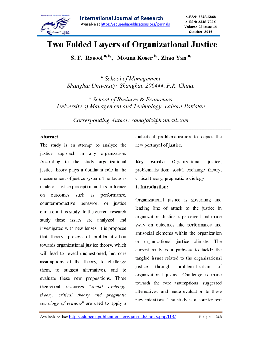 literature review of organisational justice