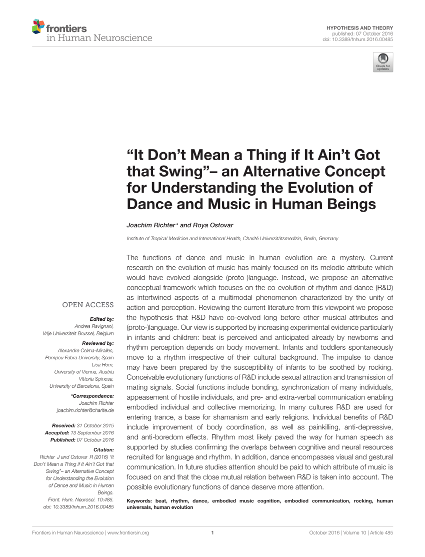 PDF) “It Don't Mean a Thing if It Ain't Got that Swing”– an ...