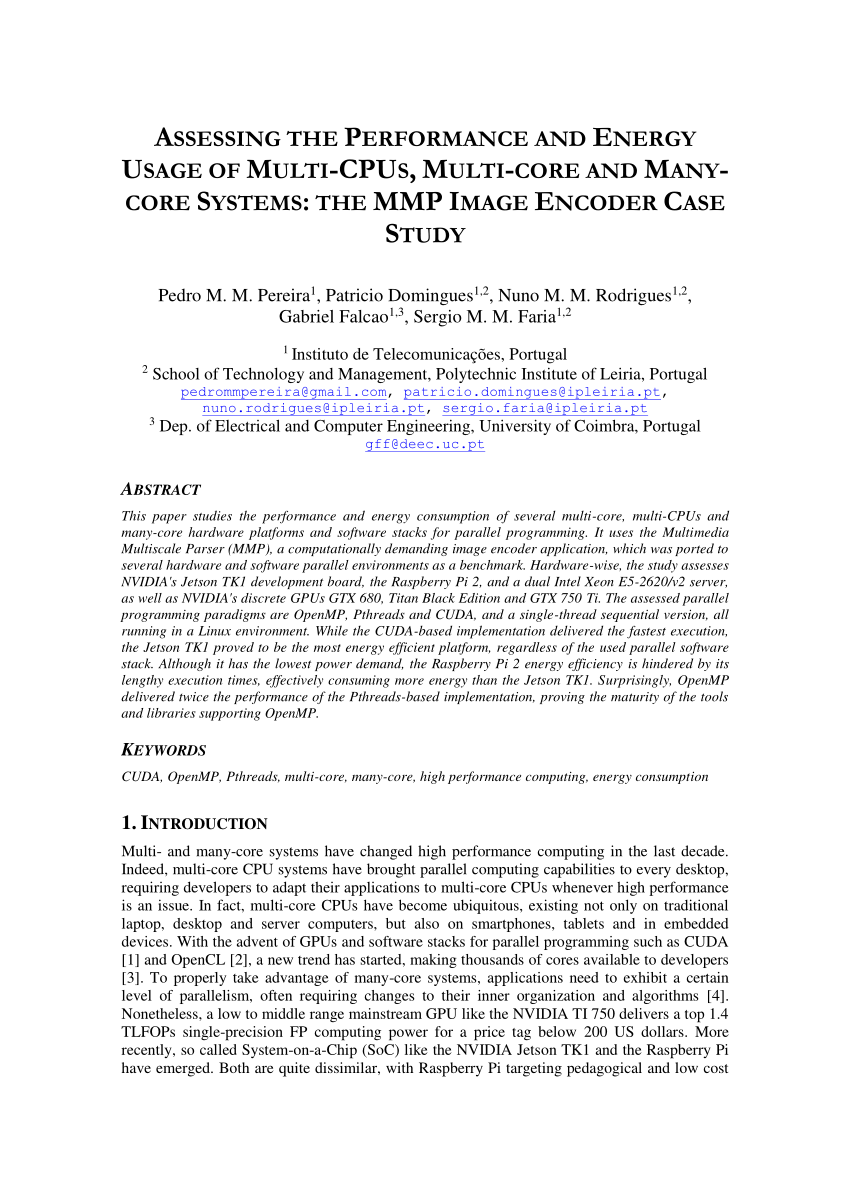 Pdf Assessing The Performance And Energy Usage Of Multi Cpus Multi Core And Many Core Systems The Mmp Image Encoder Case Study
