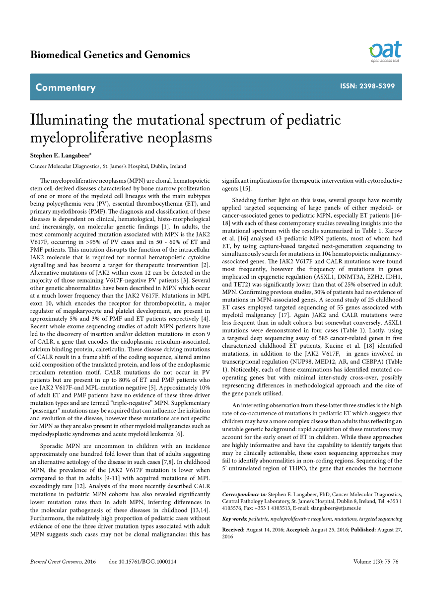 (PDF) Illuminating the mutational spectrum of pediatric