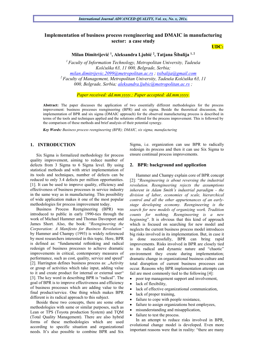 case study on business reengineering