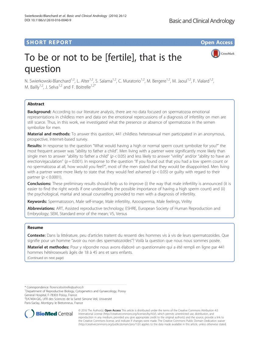 Pdf To Be Or Not To Be Fertile That Is The Question