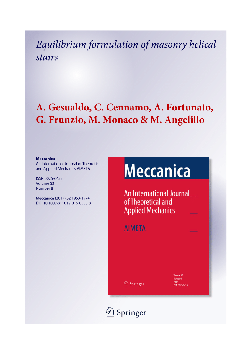 (PDF) Equilibrium formulation of masonry helical stairs