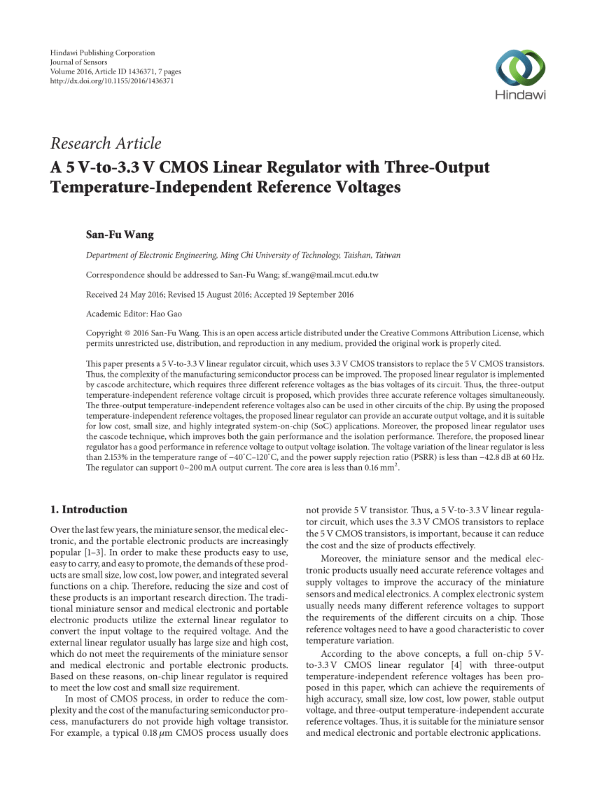 PDF) A 5 V-to-3.3 v CMOS Linear Regulator with Three-Output