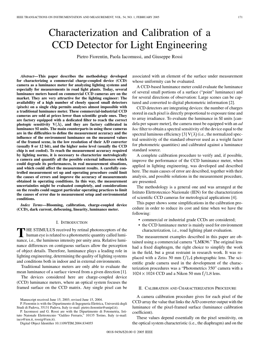 Pdf Characterization And Calibration Of A Ccd Detector For Light Engineering
