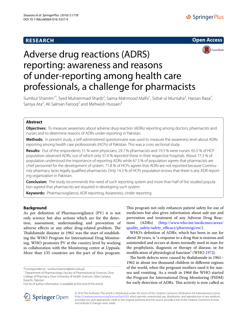 research articles on adverse drug reactions