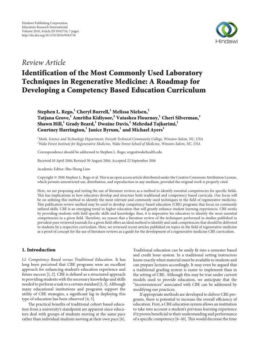 pdf  identification of the most commonly used laboratory techniques in regenerative medicine  a