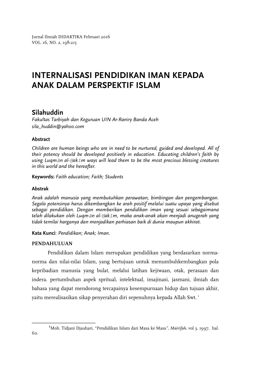 PDF INTERNALISASI PENDIDIKAN IMAN KEPADA ANAK DALAM PERSPEKTIF ISLAM