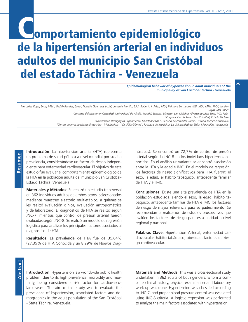 (PDF) Comportamiento epidemiológico de la hipertensión..