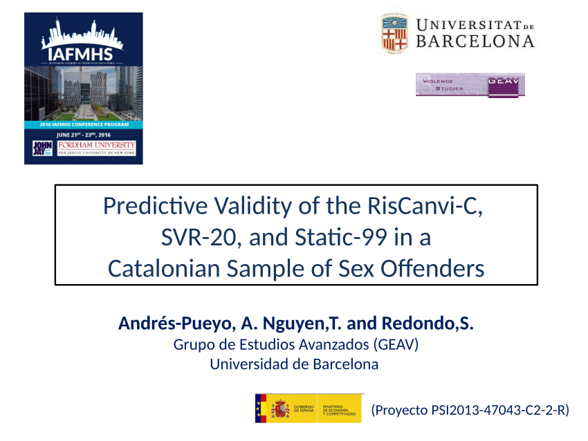 Pdf Predictive Validity Of The Riscanvi C Svr 20 And Static 99 In A Catalonian Sample Of Sex 1275