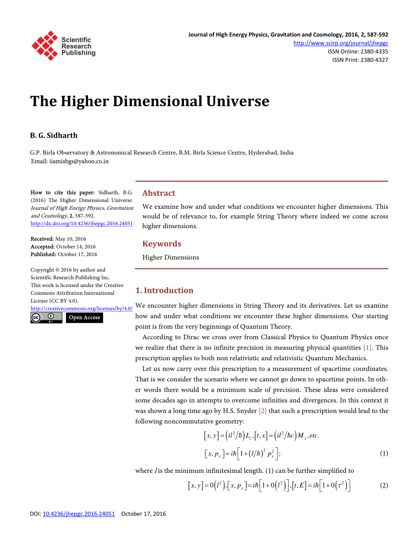 Pdf The Higher Dimensional Universe