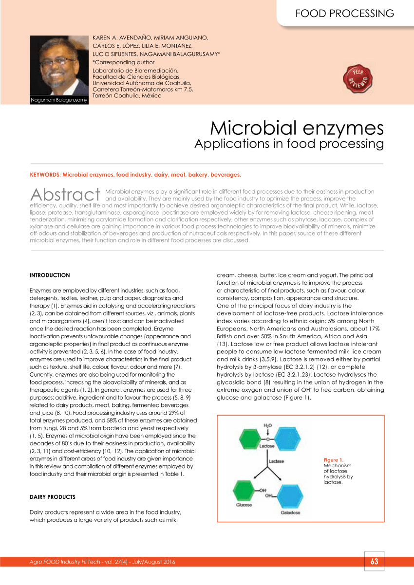 (PDF) Microbial enzymes: Applications in food processing