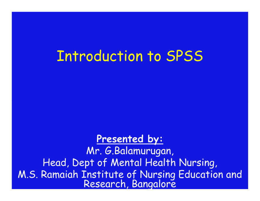 (PDF) Introduction to SPSS