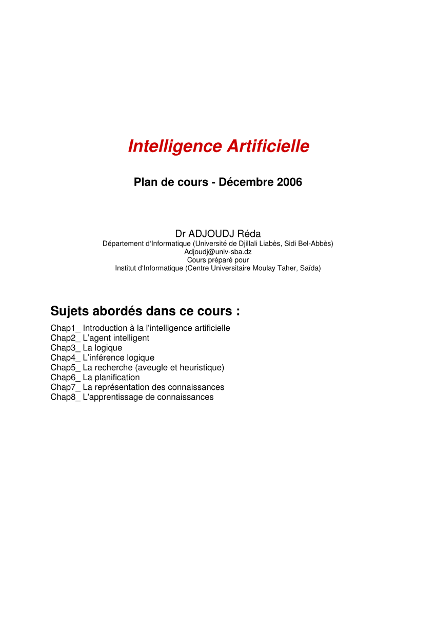 dissertation sur l'intelligence artificielle pdf