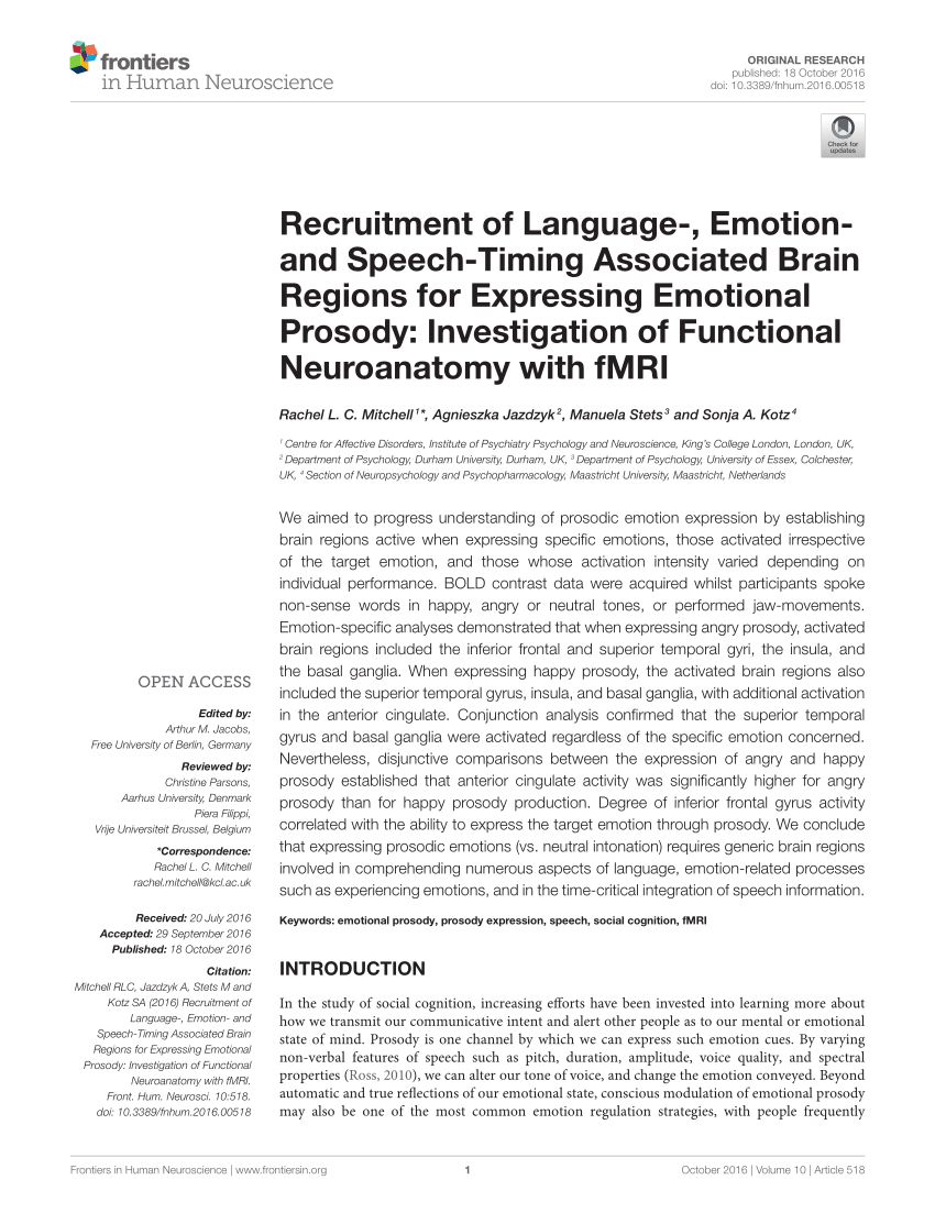 PDF) Recruitment of Language-, Emotion- and Speech-Timing ...