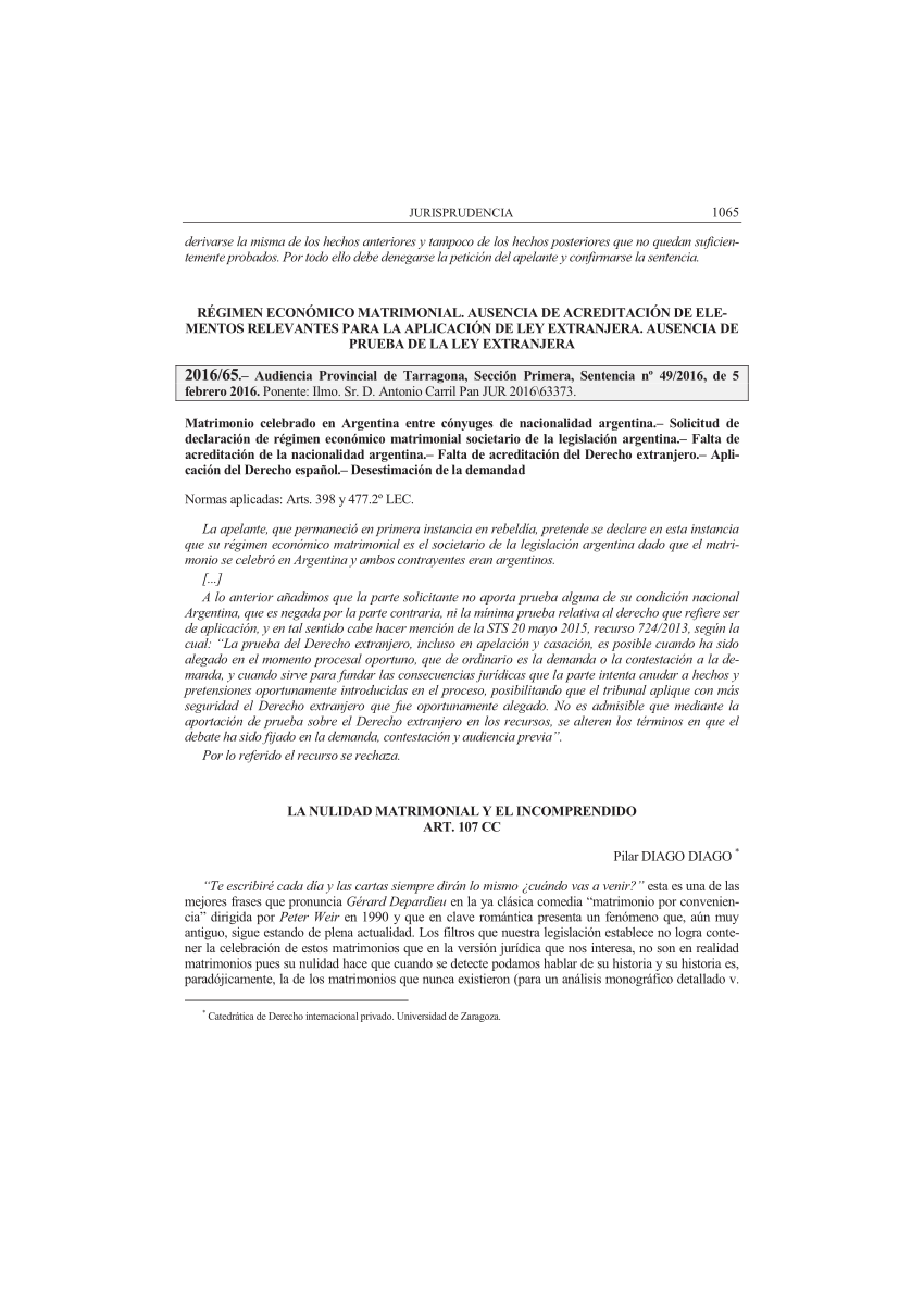 Pdf La Nulidad Matrimonial Y El Incomprendido Art 107 Cc