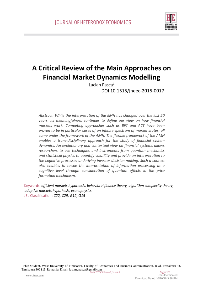 research paper on market dynamics