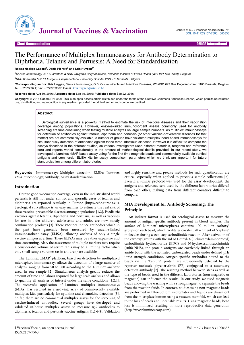 (PDF) The Performance of Multiplex Immunoassays for ...