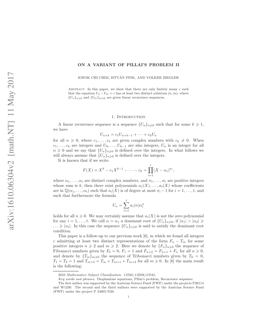 Pdf On A Variant Of Pillai S Problem Ii