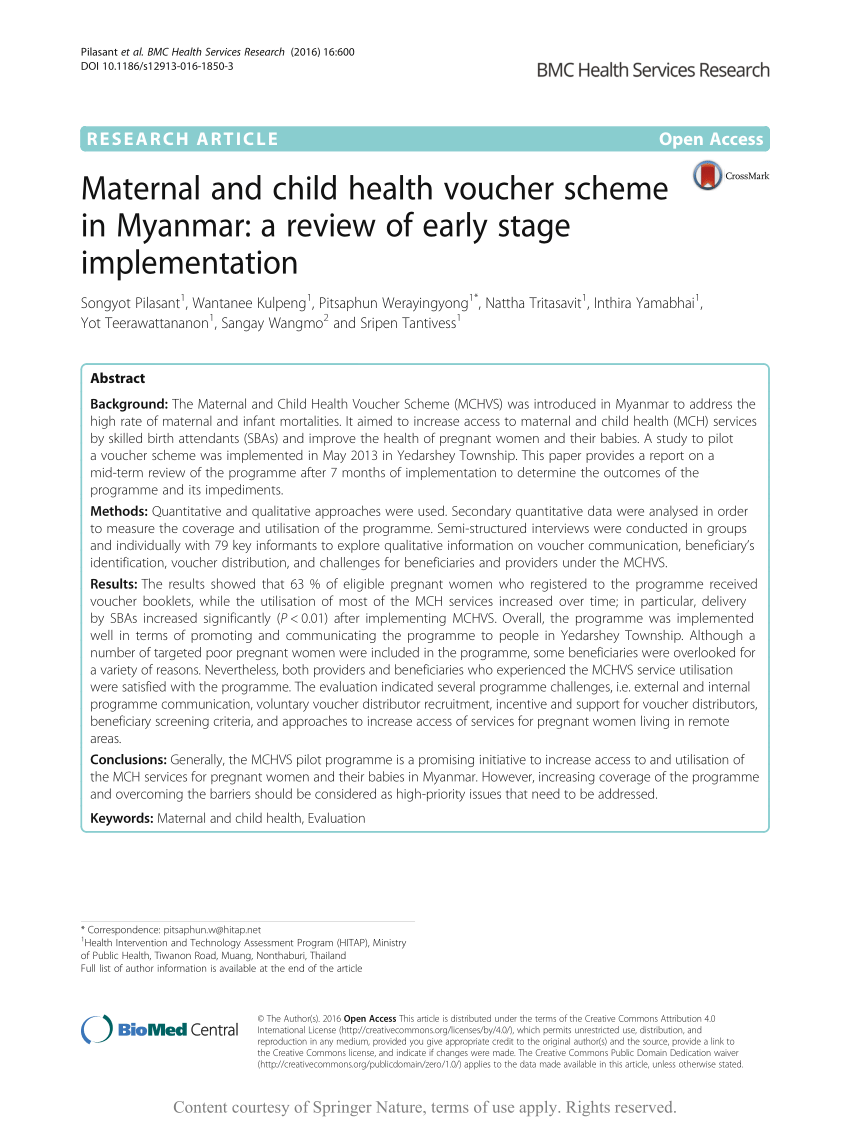 PDF) Maternal and child health voucher scheme in Myanmar: A review