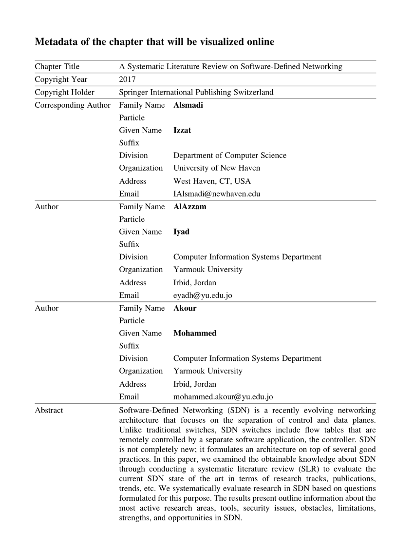 a systematic literature review on software defined networking