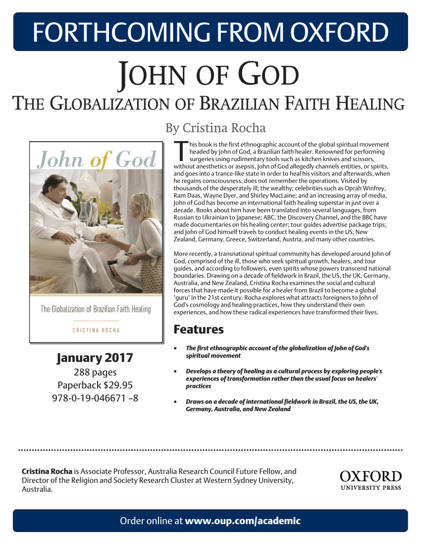 Pdf John Of God The Globalisation Of Brazilian Faith Healing - 