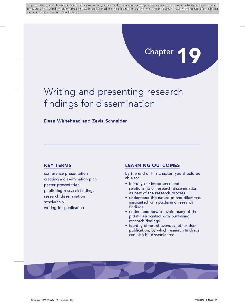 dissemination plan research proposal