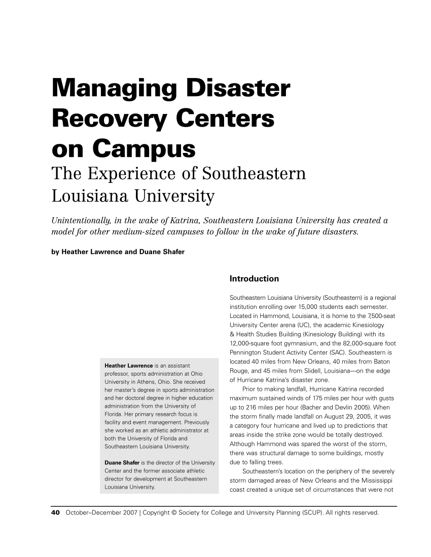 pdf-managing-disaster-recovery-centers-on-campus-the-experience-of